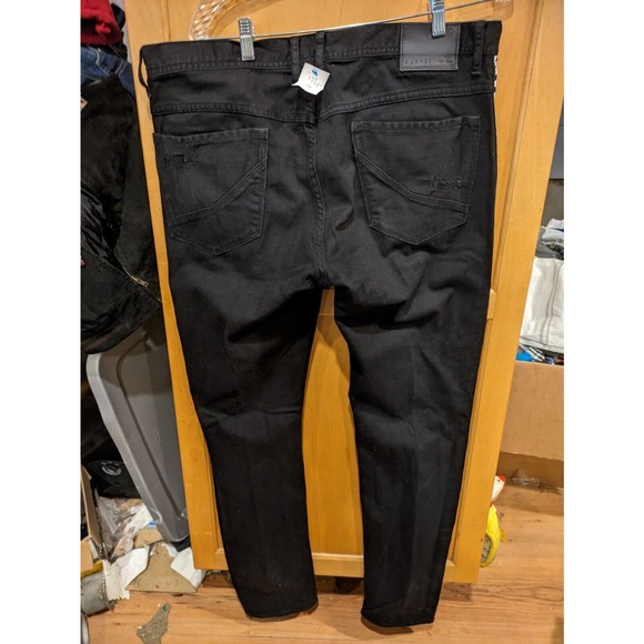 Empyre Jeans‎ Mens 38 Recoil Stretch Black Skinny Checker Race Print Destroy - Picture 2 of 6